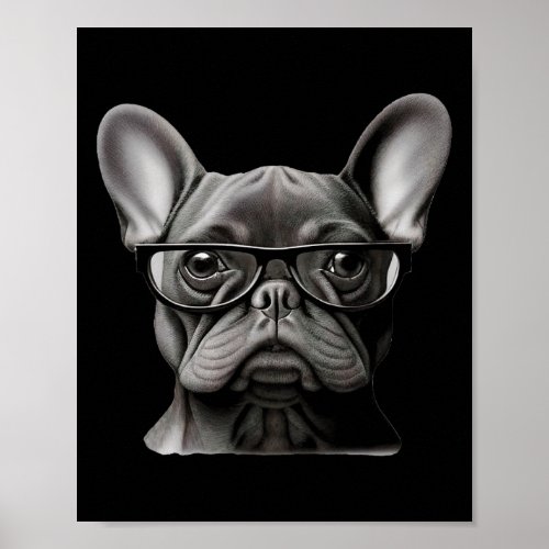 French Bulldog Face Cute Frenchie Mama With Gles  Poster