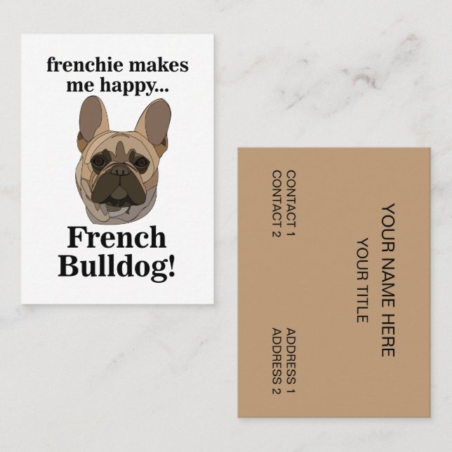 French Bulldog Face Frenchie Dog Groomer Business Card (Front/Back)