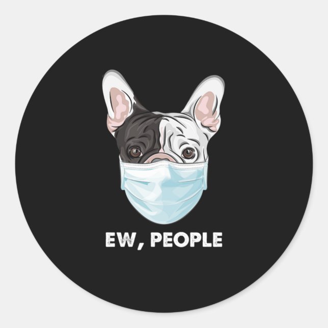 French Bulldog Face Mask Dog Breed Owner Puppy Gif Classic Round Sticker (Front)