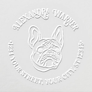 French Bulldog Face Name Return Address Embosser