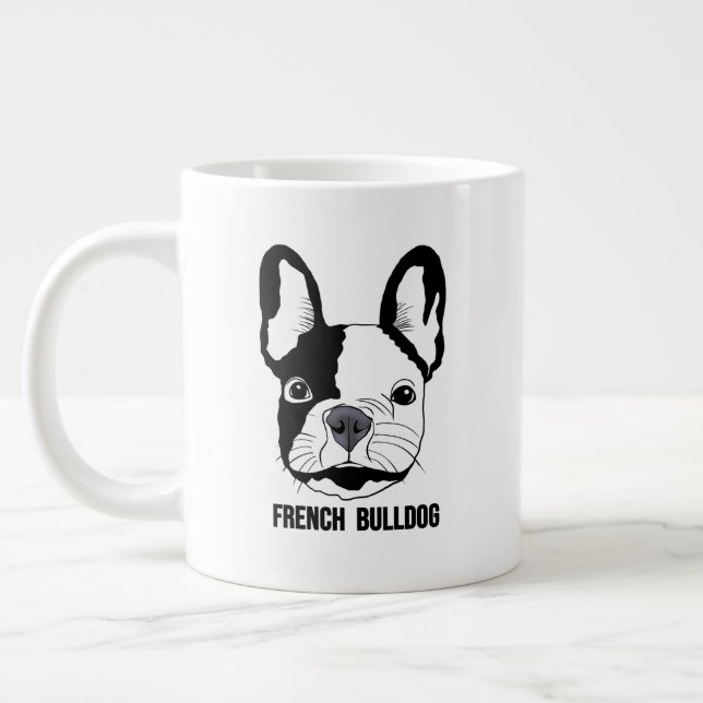 French Bulldog face on  Giant Coffee Mug (Left)