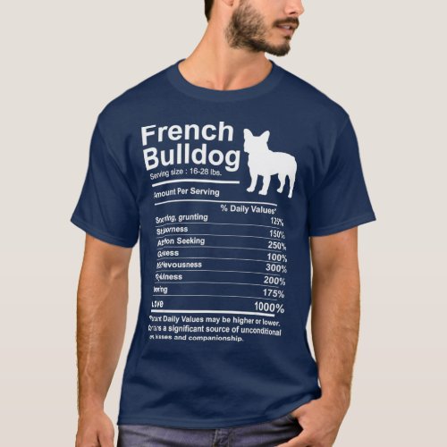 French Bulldog Facts nutrition Gift Frenchie mom T_Shirt
