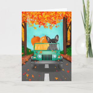 French Bulldog Fall Pumpkin Card
