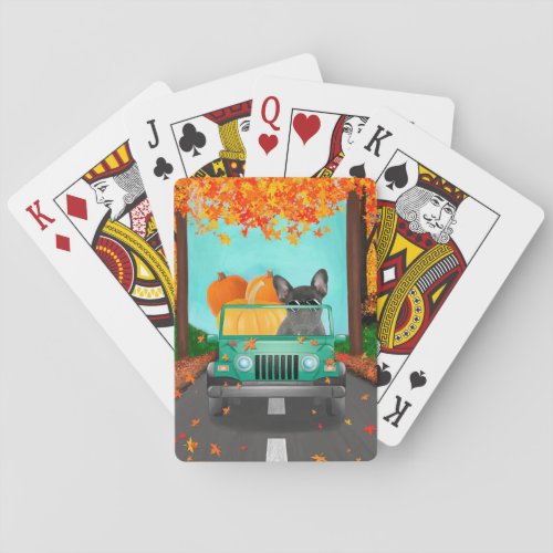 French Bulldog Fall Pumpkin  Playing Cards