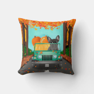 French Bulldog Fall Pumpkin Throw Pillow