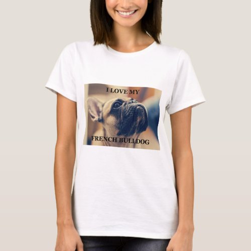 french bulldog fawn love w pic T_Shirt