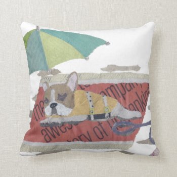 French Bulldog  Fawn Pie Frenchie  Colorful  Beach Throw Pillow by BlessHue at Zazzle