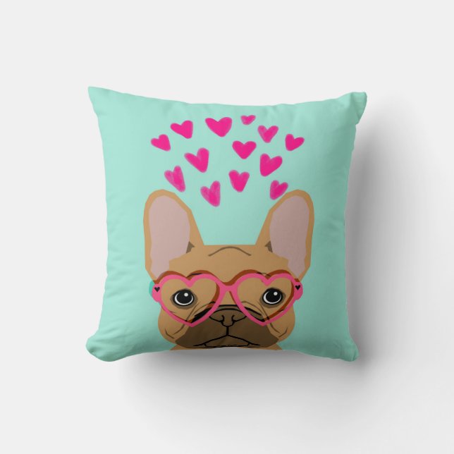 French Bulldog - fawn valentines love gift Throw Pillow (Front)