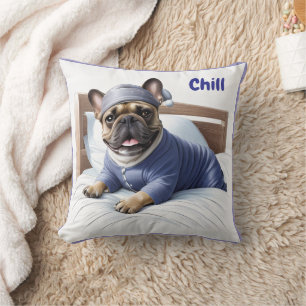 French Bulldog Festival Sleep Day Bulldog Throw Pillow