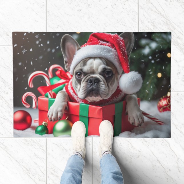 French Bulldog Festive Holiday Christmas  Doormat (Indoor)
