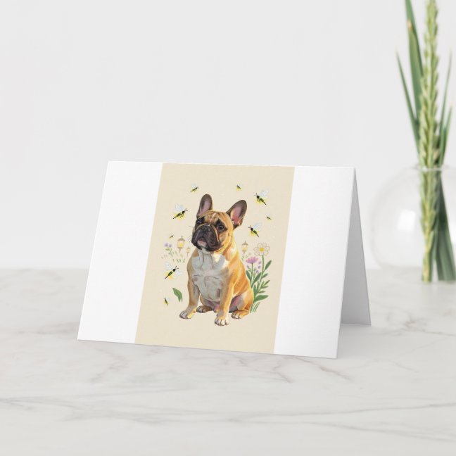 French Bulldog Firefly summer eve Greeting Card