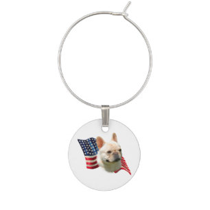 French Bulldog Flag Wine Charm