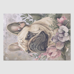 French Bulldog Floral Dog Tissue Paper