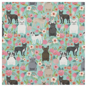 French Bulldog Floral Fabric by FriendlyPets at Zazzle