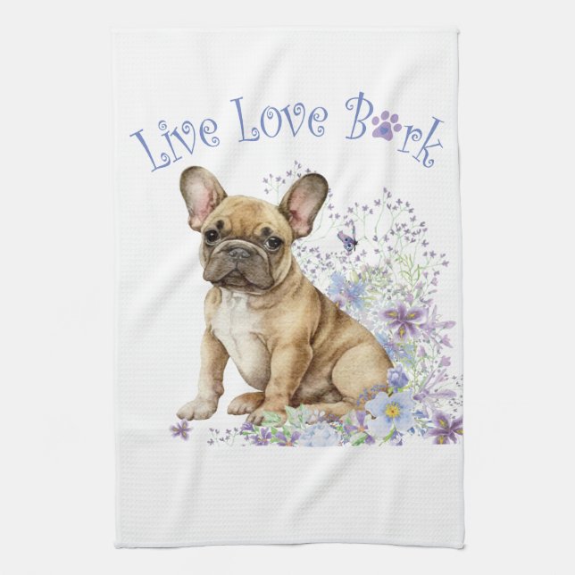 French Bulldog Floral Kitchen Towel (Vertical)