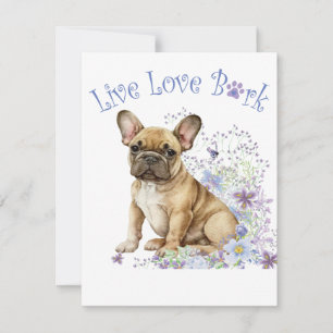 French Bulldog Floral Note Card