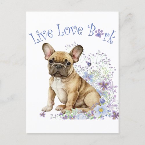 French Bulldog Floral Postcard