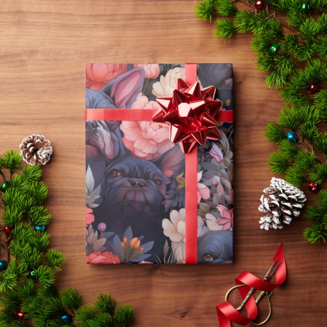 French Bulldog Floral Wrapping Paper (Holiday Gift)