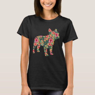 French Bulldog Flower Dog Silhouette Floral Wome T-Shirt