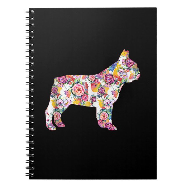 french bulldog flower pattern| colorful dog gift notebook (Front)