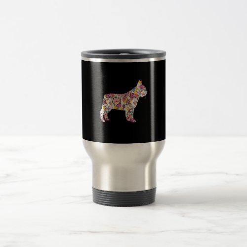 french bulldog flower pattern colorful dog gift travel mug