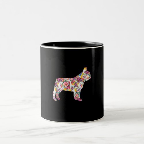 french bulldog flower pattern colorful dog gift Two_Tone coffee mug