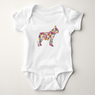 French Bulldog Flower Pattern Frenchie Bulldogs Baby Bodysuit