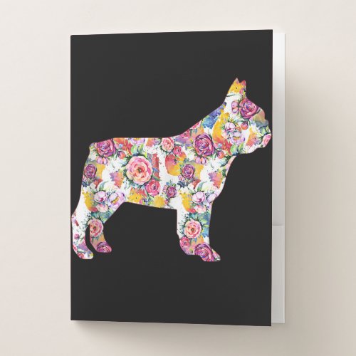 French Bulldog Flower Pattern Frenchie Bulldogs Pocket Folder