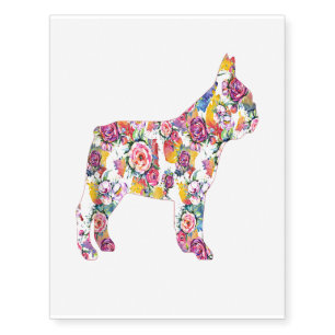 French Bulldog Flower Pattern Gift Temporary Tattoos