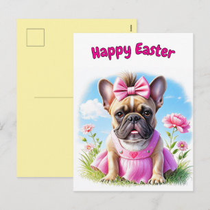 French Bulldog Flowers Easter French Bulldog Holiday Postcard