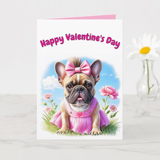 French Bulldog Flowers French Bulldog Card (Small Plant)