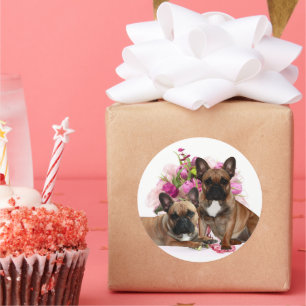 French Bulldog Flowers French Bulldog Celebration Classic Round Sticker