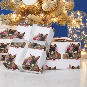 French Bulldog Flowers French Bulldog Celebration Wrapping Paper