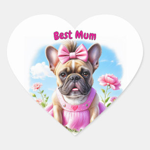 French Bulldog Flowers French Bulldog Heart Sticker