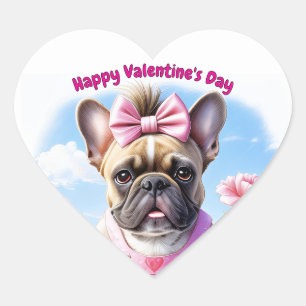 French Bulldog Flowers French Bulldog Heart Sticker