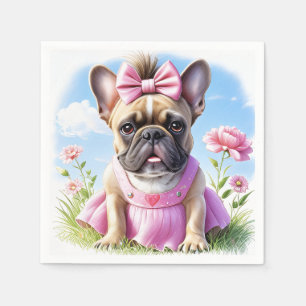 French Bulldog Flowers French Bulldog Napkins