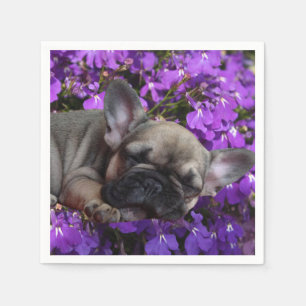 French Bulldog Flowers French Bulldog  Napkins