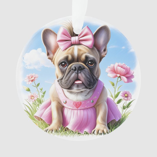 French Bulldog Flowers French Bulldog Ornament (Front)