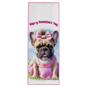French Bulldog Flowers French Bulldog Wine Gift Bag