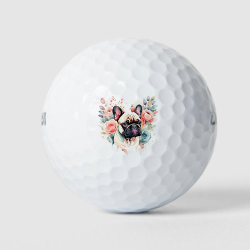 French Bulldog Flowers Golf and Frenchie Kisses Golf Balls