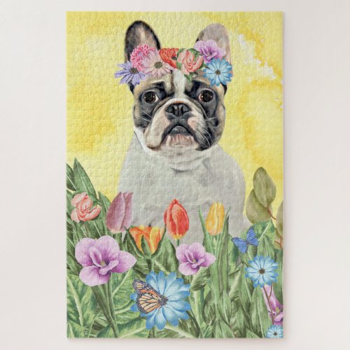 French Bulldog Flowers Jigsaw Puzzle