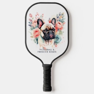French Bulldog Flowers Pickleball Frenchie Kisses Paddle
