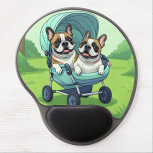 French Bulldog Französische Bulldogge Zwillinge Gel Mouse Pad