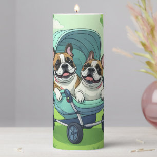 French Bulldog Französische Bulldogge Zwillinge Pillar Candle