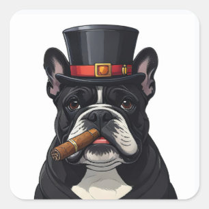 French Bulldog French Bulldog Cigar Square Sticker