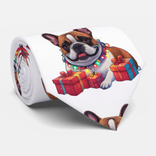 French Bulldog French Bulldog String of Lights Neck Tie