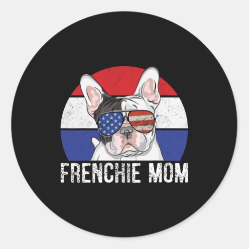 French Bulldog Frenchie American Flag 4th Of July  Classic Round Sticker