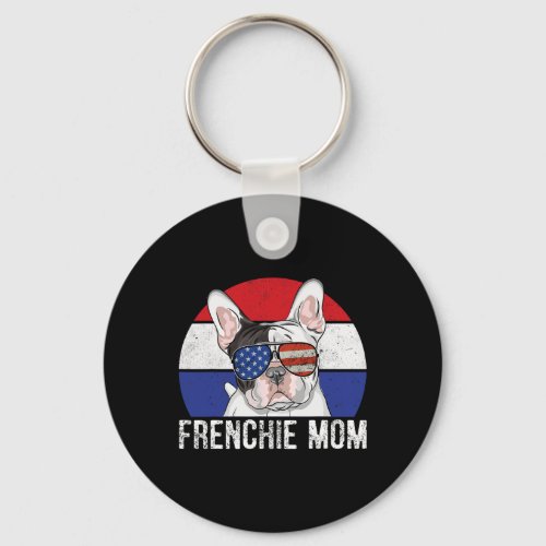 French Bulldog Frenchie American Flag 4th Of July  Keychain