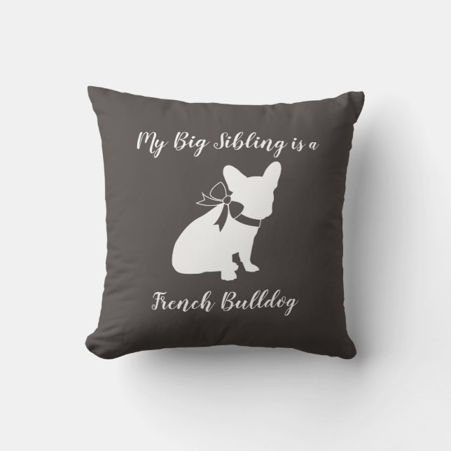 French Bulldog Frenchie Baby SHower Throw Pillow (Front)