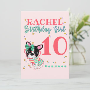 French Bulldog Frenchie Birthday Girl Invitation